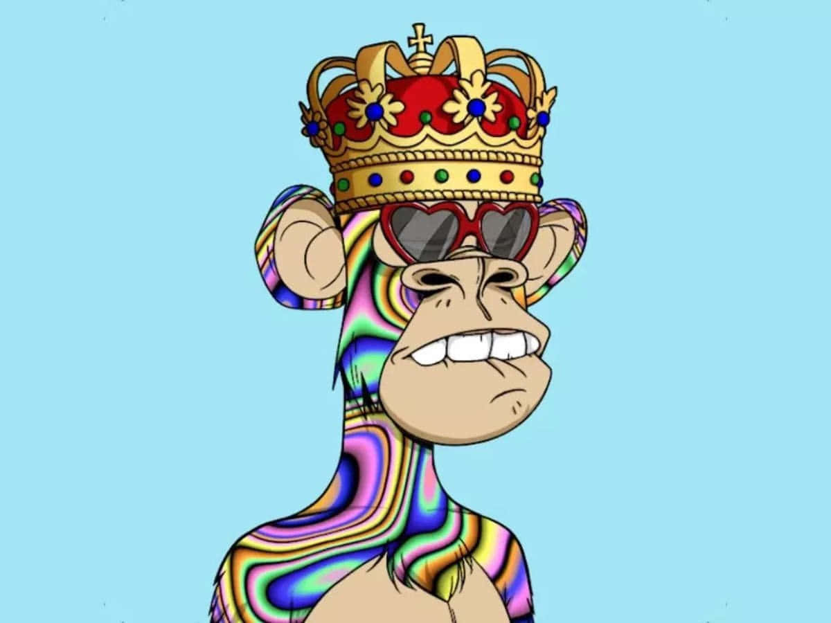 Nft Monkey Wearing Heart Sunglasses Wallpaper