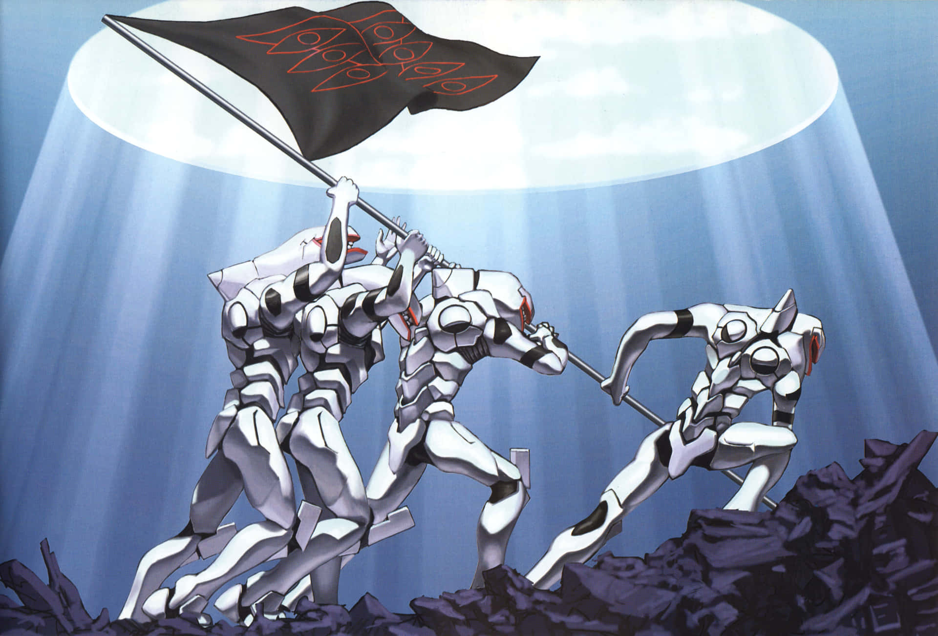 Neongenesis Evangelion, Shinji Ikari Och Rei Ayanami. Wallpaper