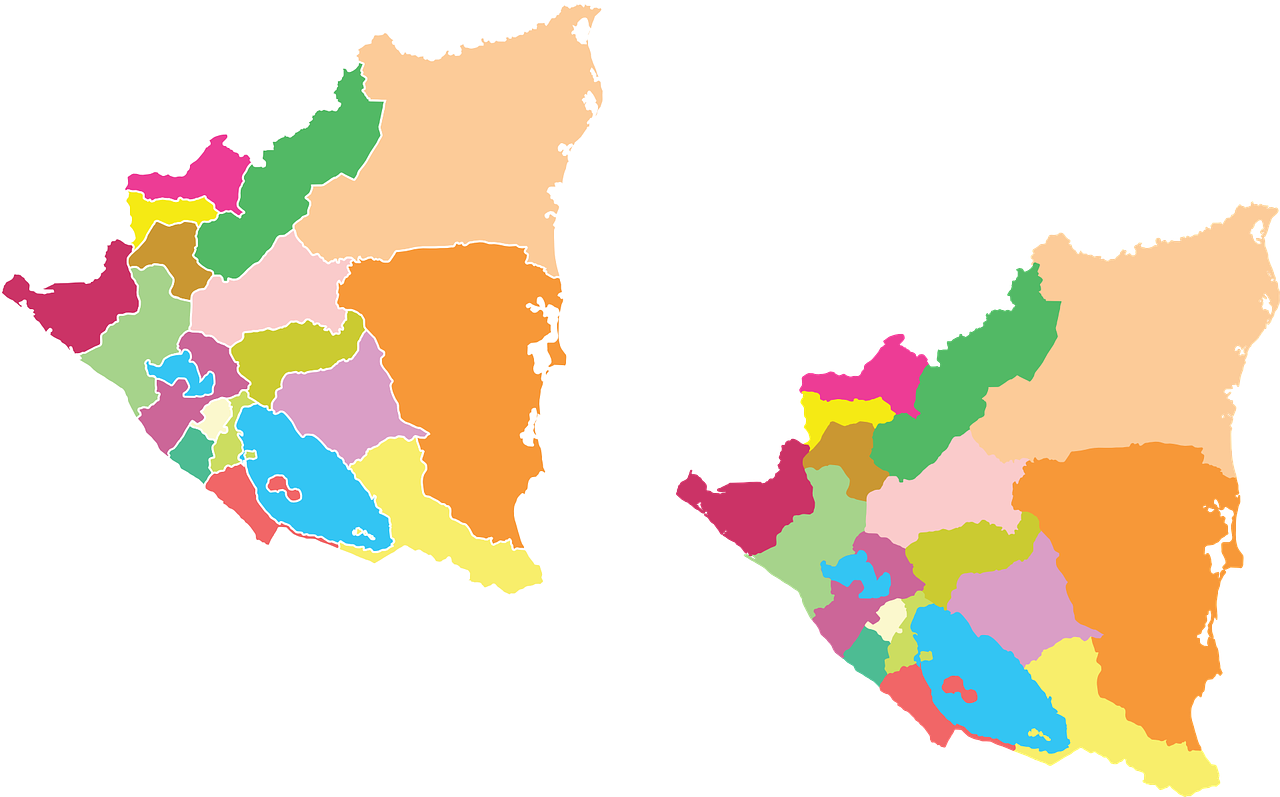 Nicaragua Political Division Map PNG
