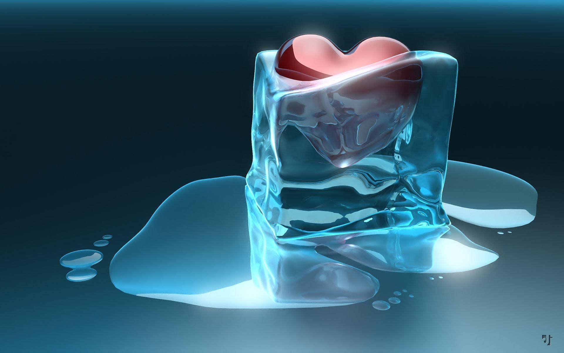 Nice Abstract Melted Ice And Heart Wallpaper