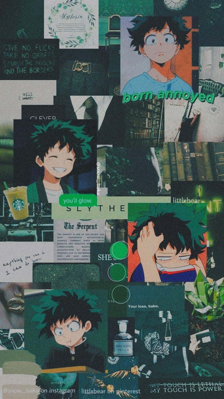 Sød Anime Deku Collage Aestetik Wallpaper