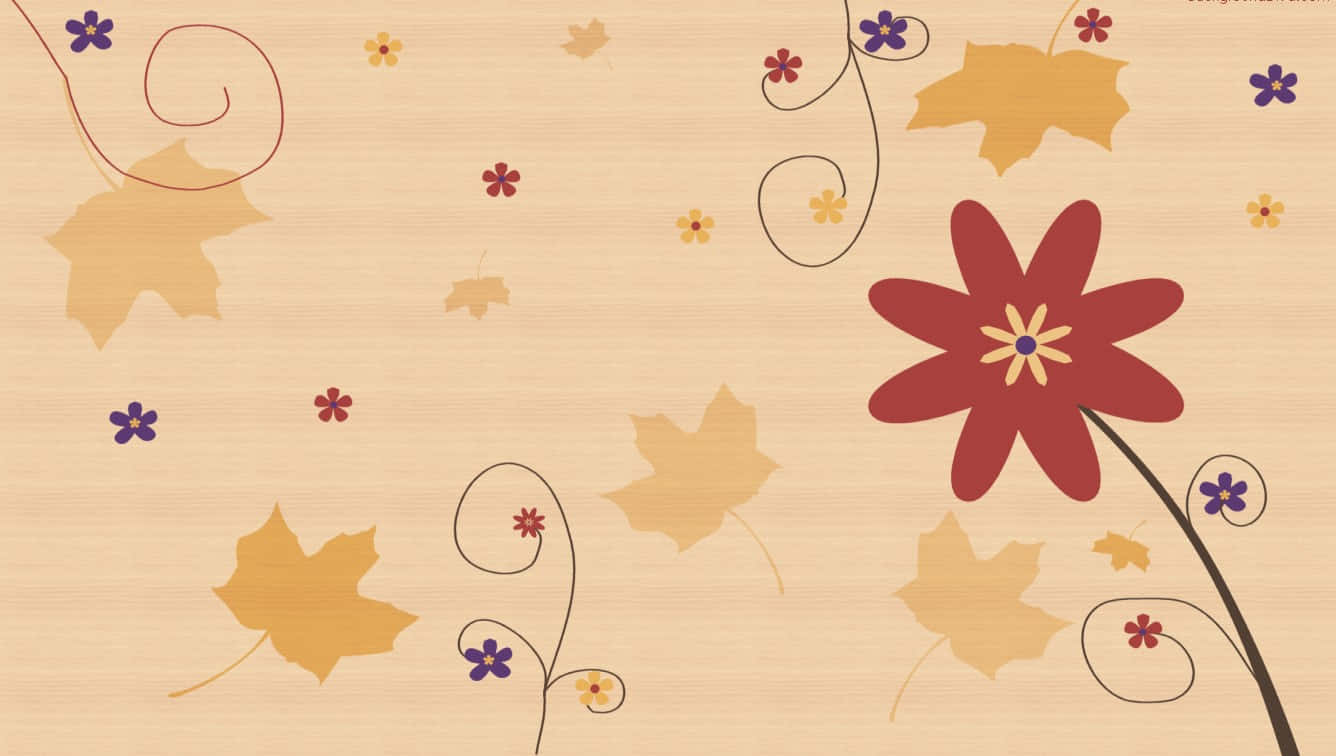 Fall Maple And Flower Nice Desktop Wallpaper
