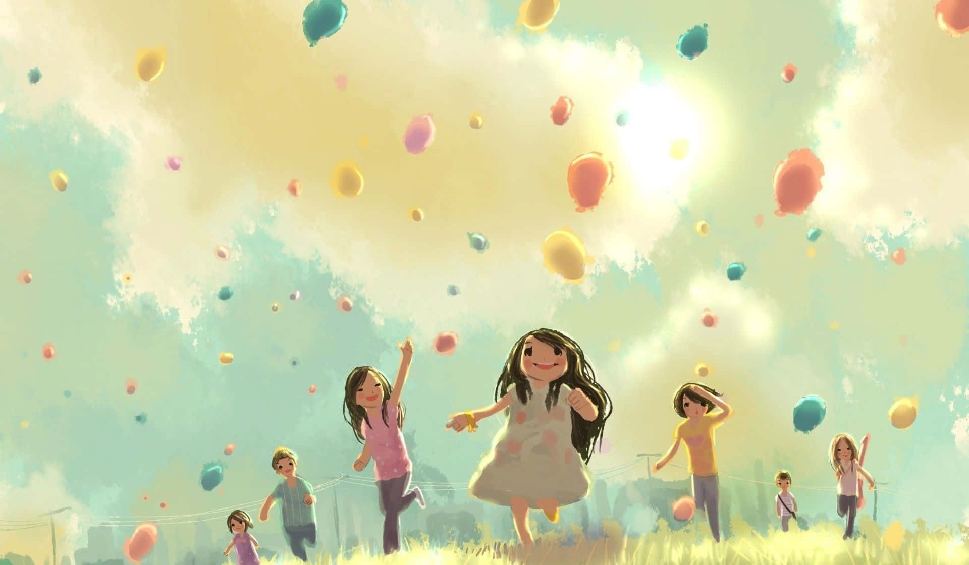 Kindspielt Mit Luftballon Schöner Desktop Wallpaper