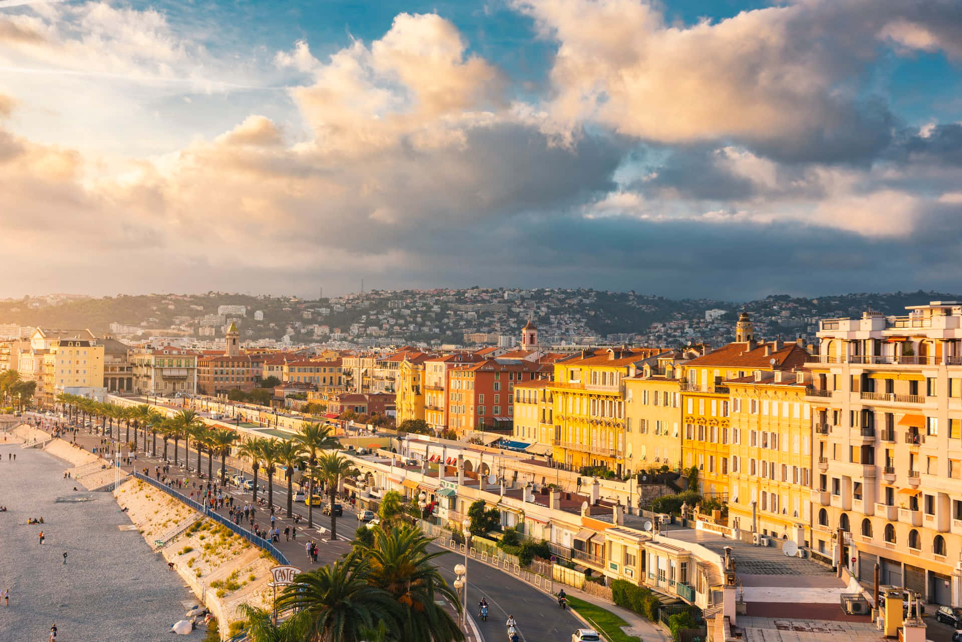 Nice, France - Aerial View Of The City At Sunset