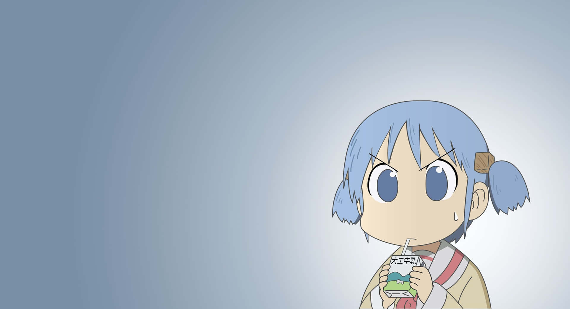 A Girl With Blue Hair Holding A Cup Of Water Wallpaper