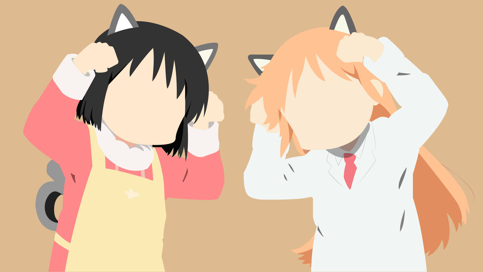 Nichijou Cat Girls Hakase E Nano Sfondo