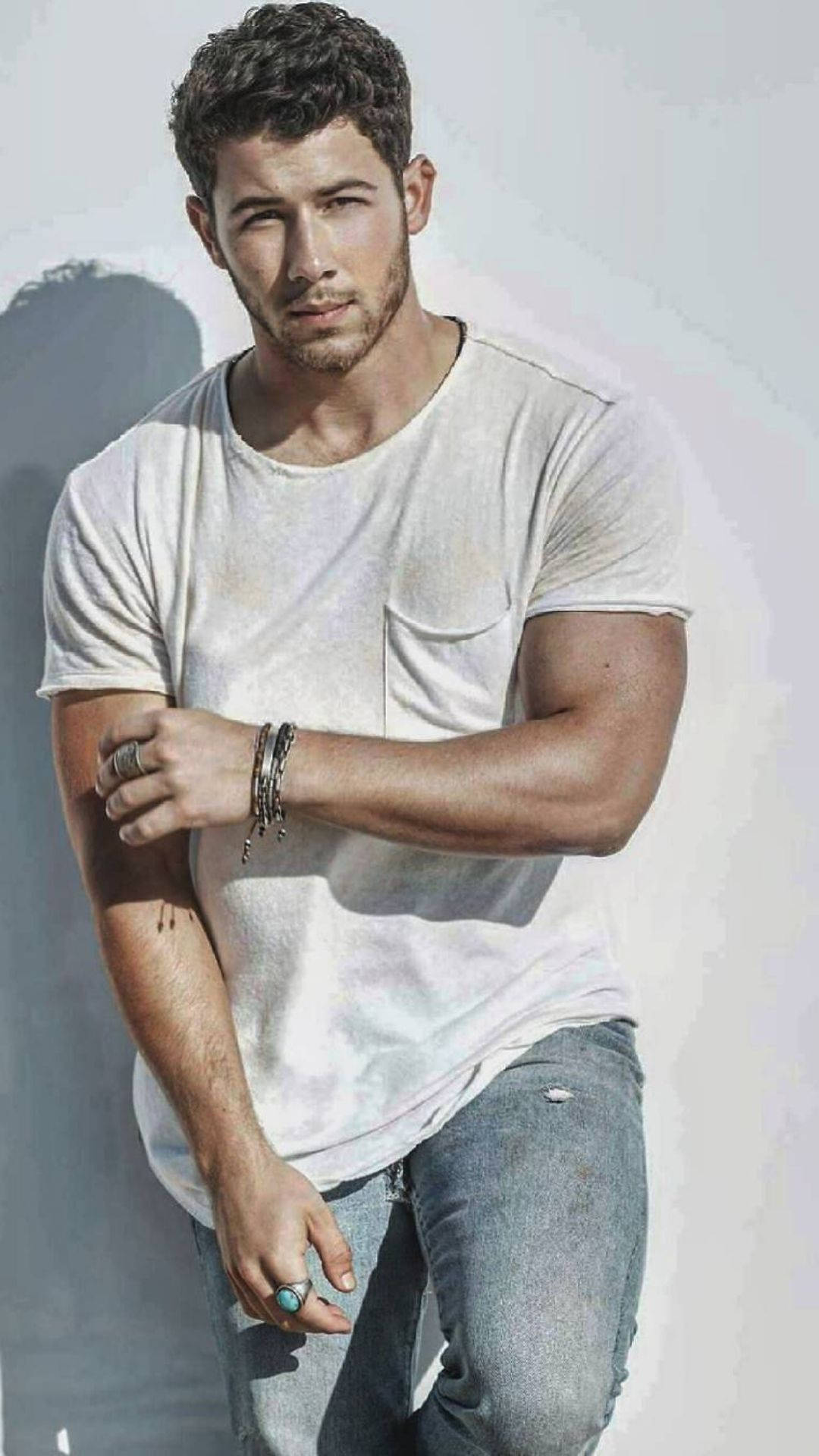 Nick Jonas In White Shirt Wallpaper