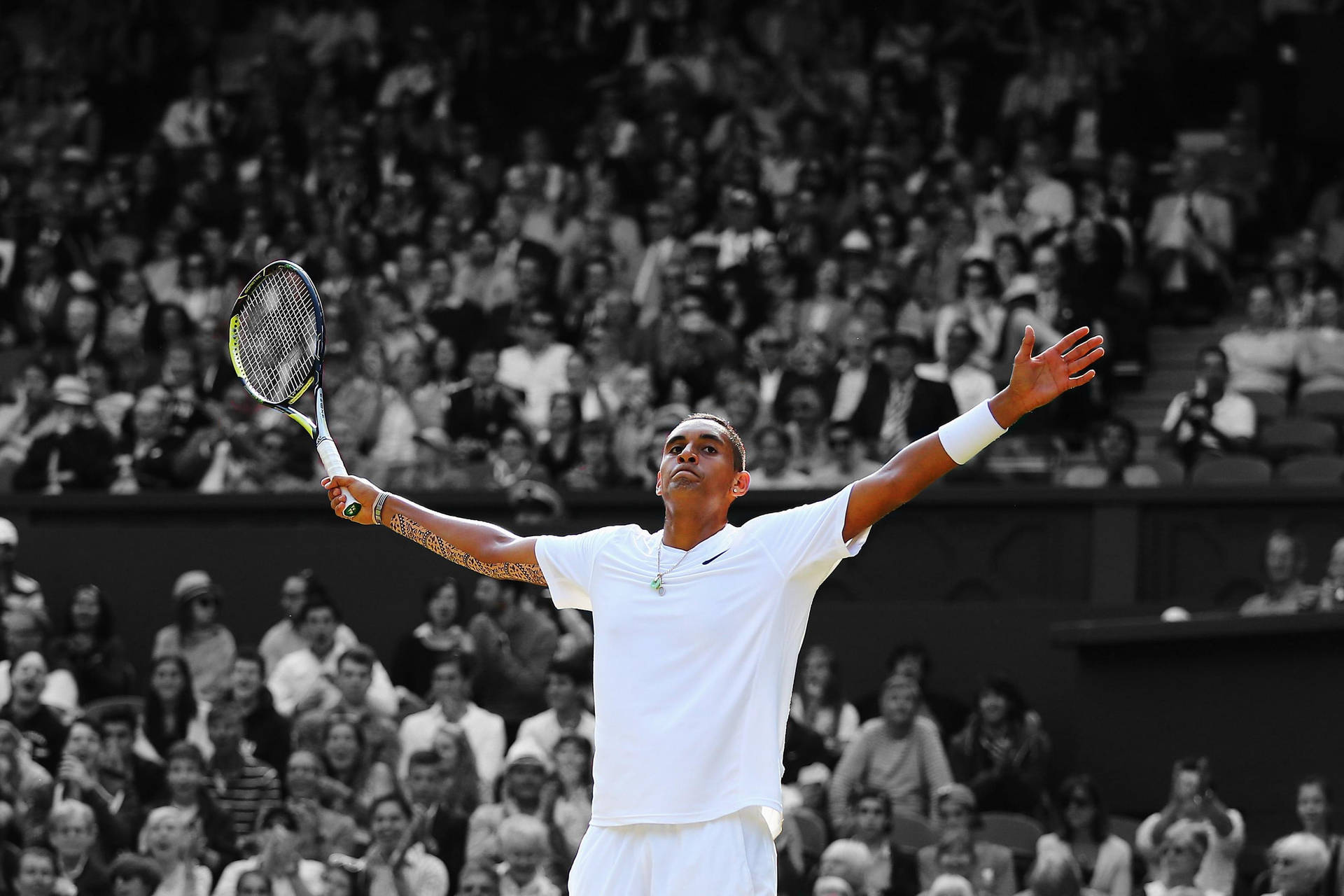 Nick Kyrgios Surrounded By Fans Wallpaper