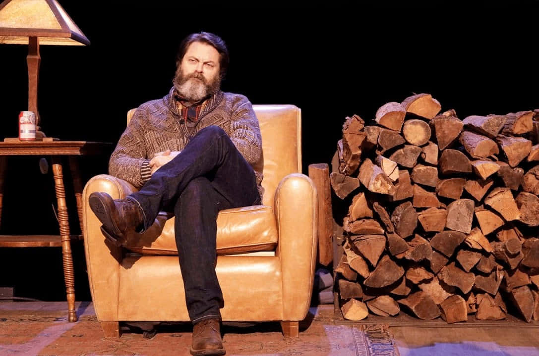 Actor Nick Offerman poses at an event Wallpaper