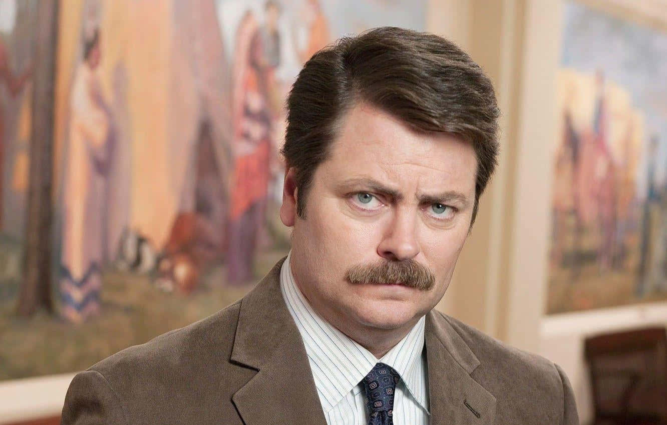 "Nick Offerman at his best, displaying a blend of intense charisma and rugged charm" Wallpaper