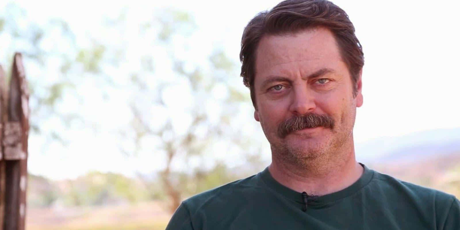 Nick Offerman known for his role as Ron Swanson in Parks and Recreation" Wallpaper