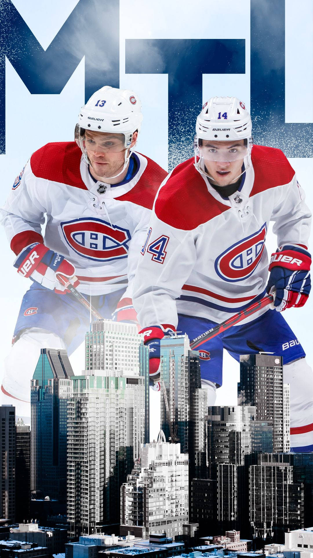 Posterdi Nick Suzuki, Centro Per Gli Montreal Canadiens Di Hockey Su Ghiaccio. Sfondo