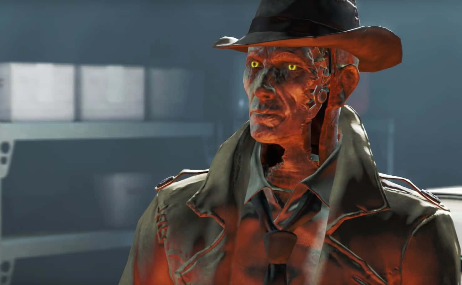 Nick Valentine, the Synth Detective of the Commonwealth in Fallout 4 Wallpaper