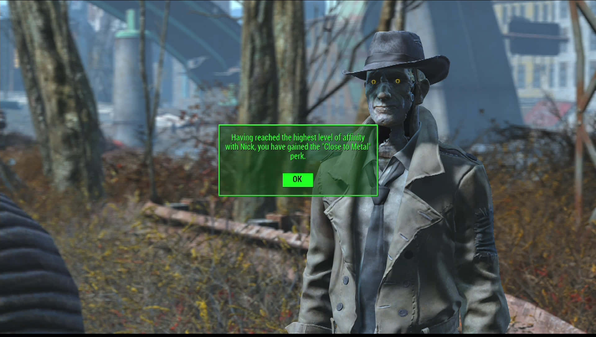 Mysterious Nick Valentine in a Post-Apocalyptic World Wallpaper