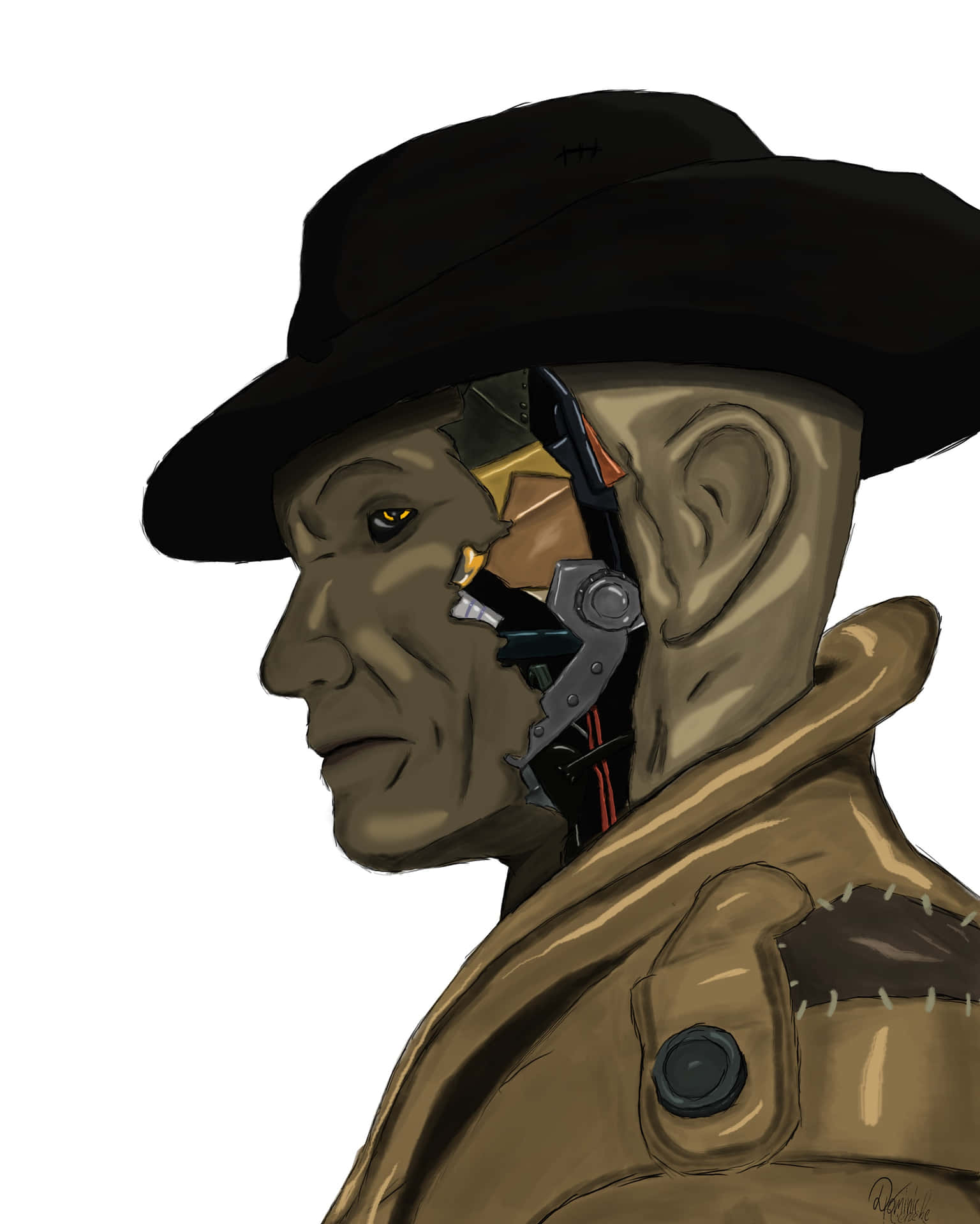 Nick Valentine in a Post-Apocalyptic World Wallpaper