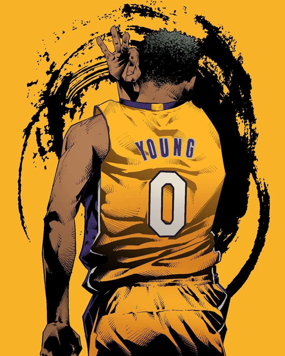 Einbasketballspieler Mit Einem Gelben Trikot Und Einem Gelben Hintergrund Wallpaper