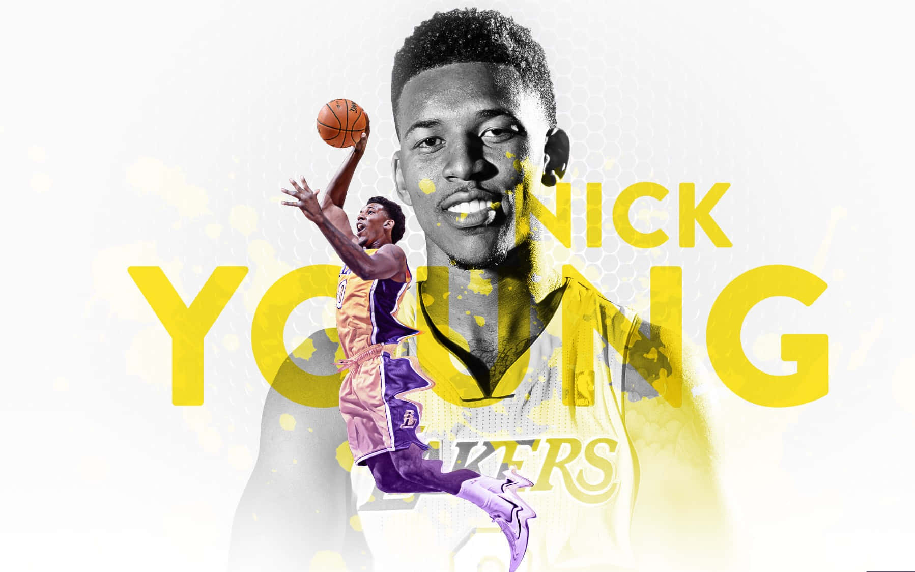 Lakers mester Nick Young skyder kurve på væggen. Wallpaper