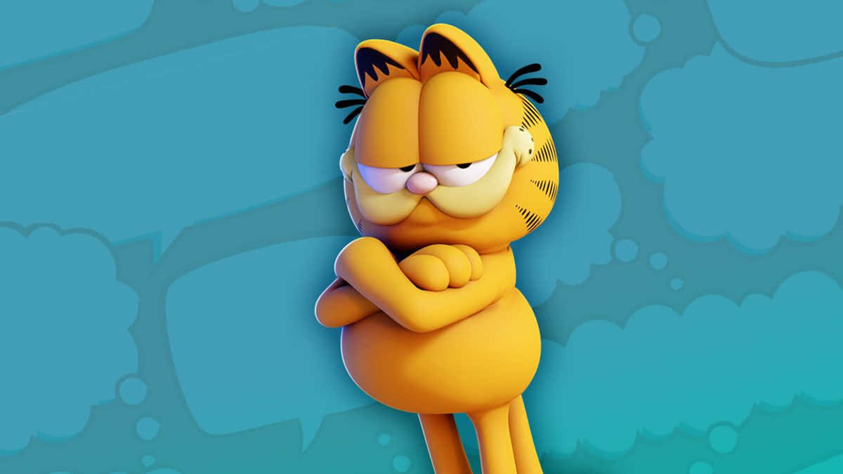 Garfield,tecknad Karaktär, Med Armarna I Kors. Wallpaper