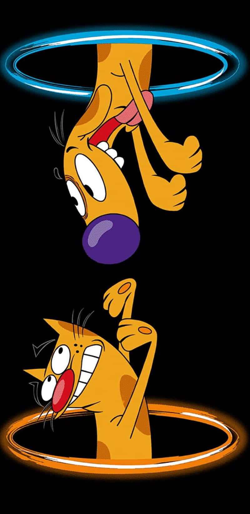 Two Cartoon Cats In A Hoop Wallpaper
