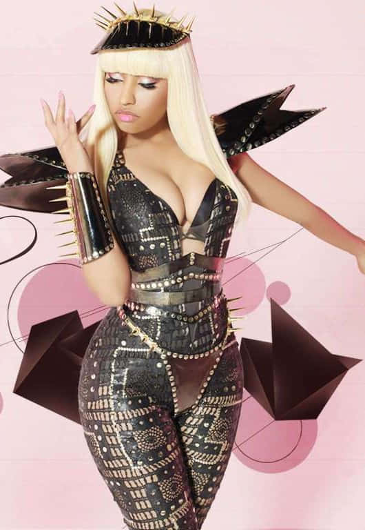 Nicki Minaj posing confidently on a vibrant background