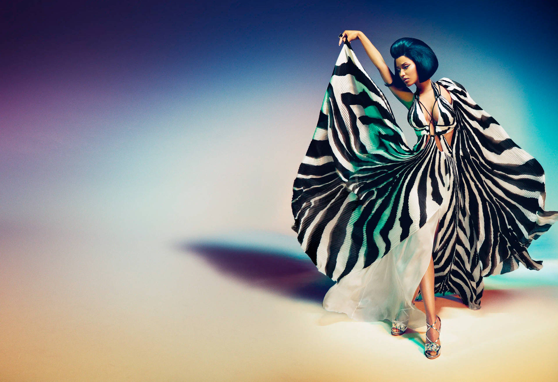 Nicki Minaj HD Striped Dress Wallpaper