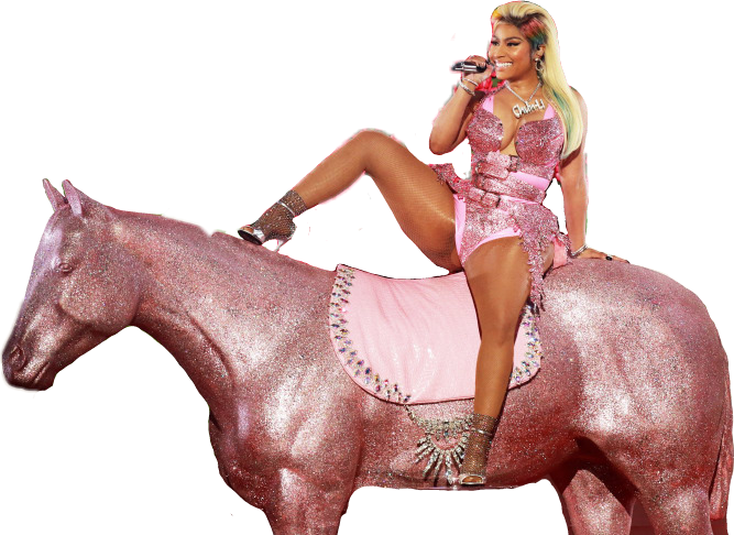 Nicki Minaj Pink Glitter Horse Performance PNG