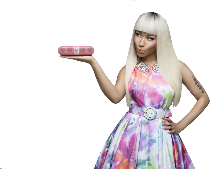 Nicki Minaj Presenting Pink Speaker PNG