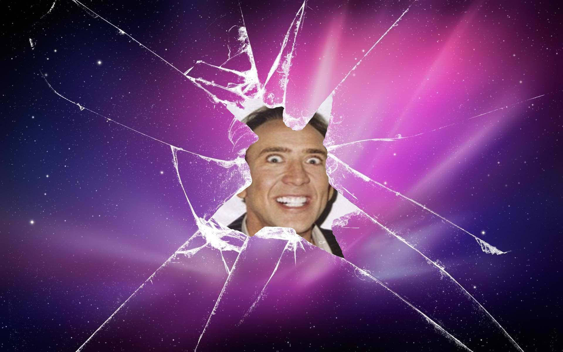 Papel De Parede Gradiente Da Galáxia Com Meme Do Nicolas Cage. Papel de Parede