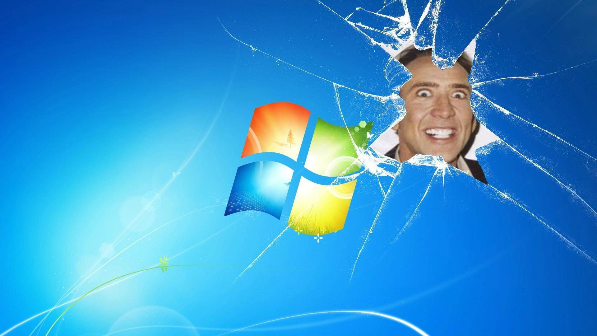 Nicolas Cage Meme On Windows Screen