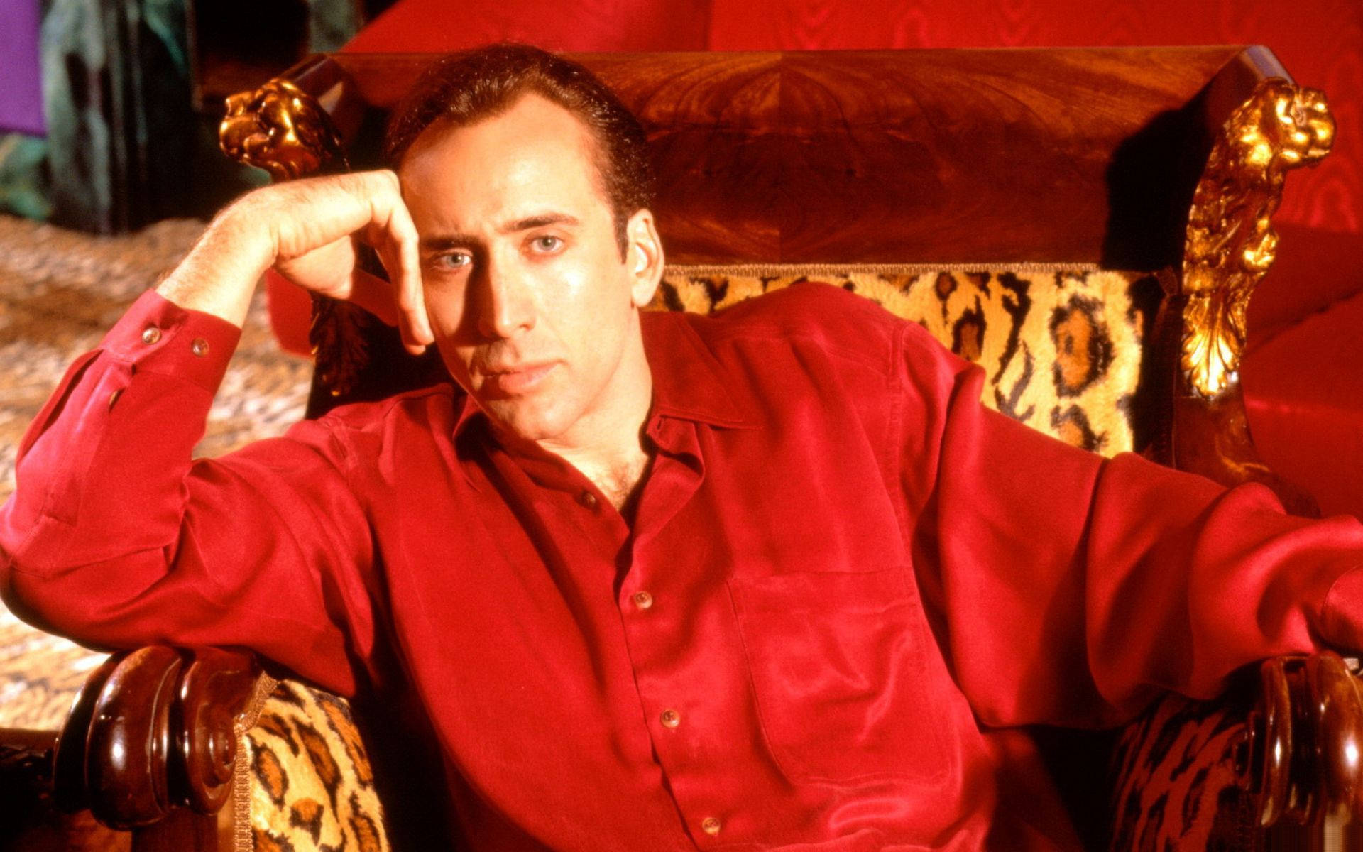 Nicolas Cage Photoshoot Red Background