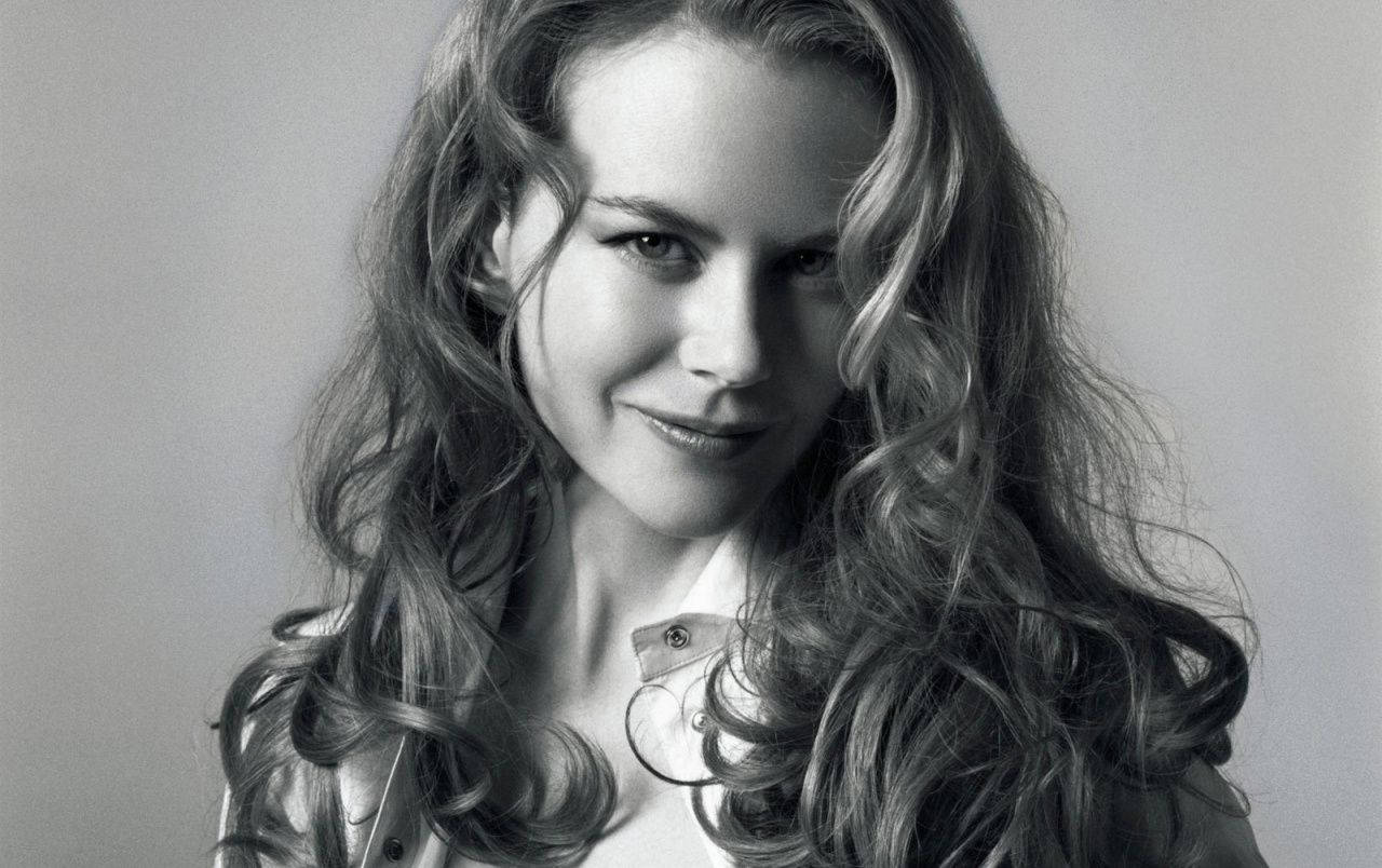 Nicole Kidman Black And White Wallpaper