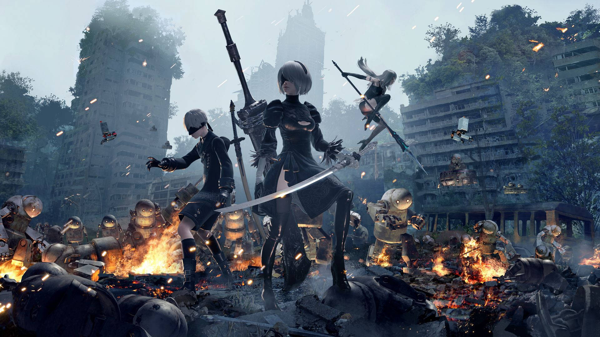 Adventurers 2B, 9S and A2 from Nier Automata Wallpaper