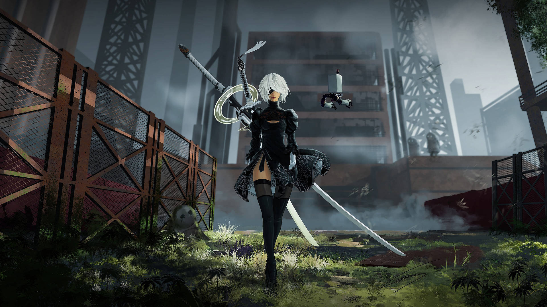 Nier Automata 2b In Rooftop