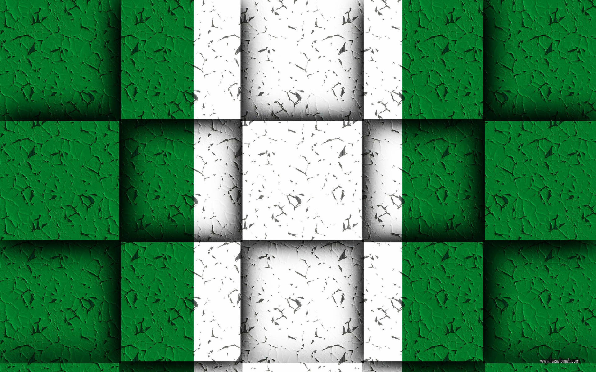 Vibrant Colors of Nigerian Flag on Square Blocks Wallpaper