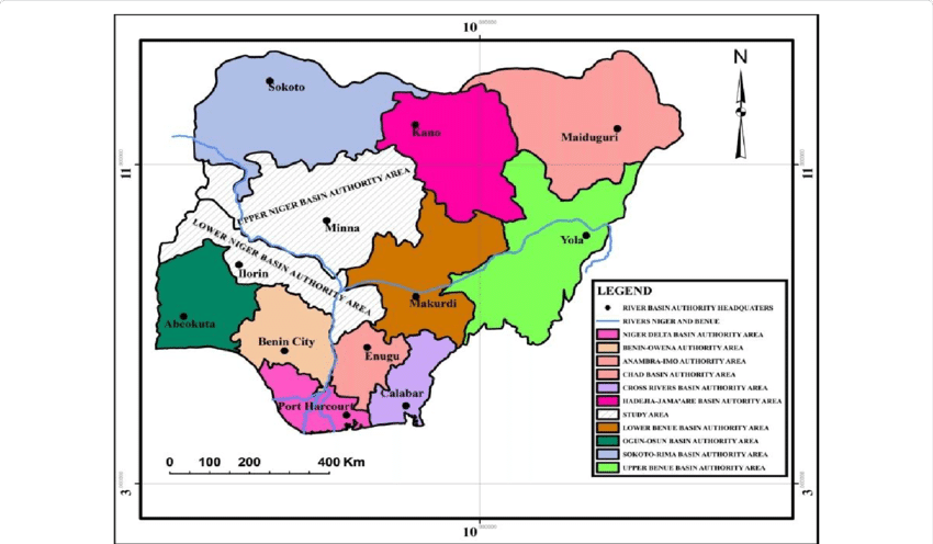 Nigerian River Basin Authority Map PNG