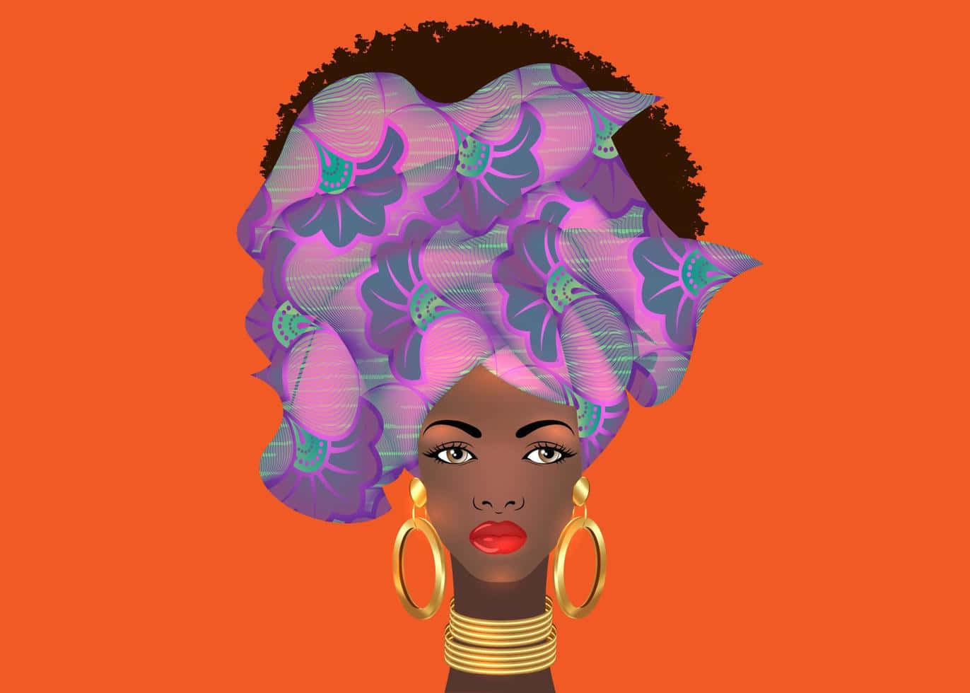 Nigerianskkvinna Med Purpurfärgad Huvudgele. Wallpaper
