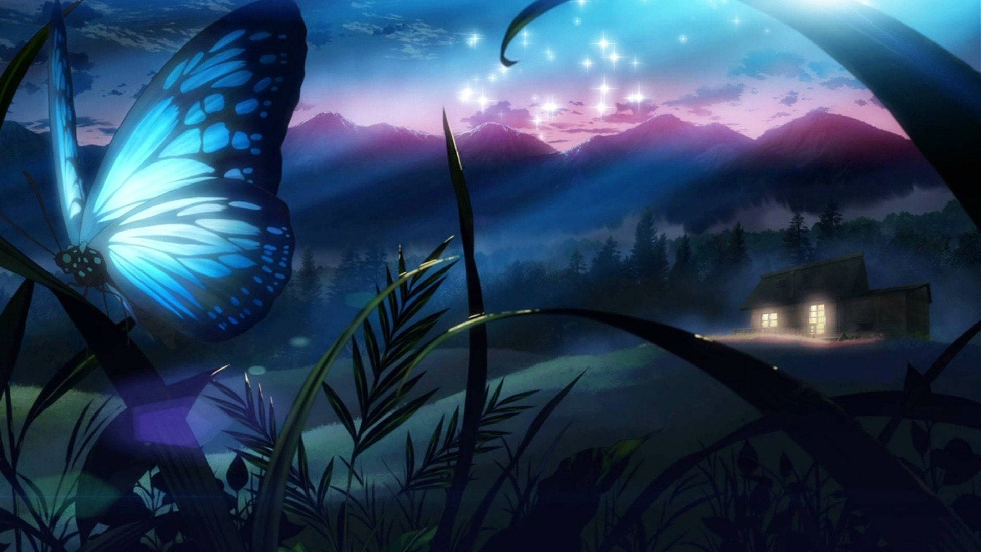 Night Butterfly On Foliage Wallpaper