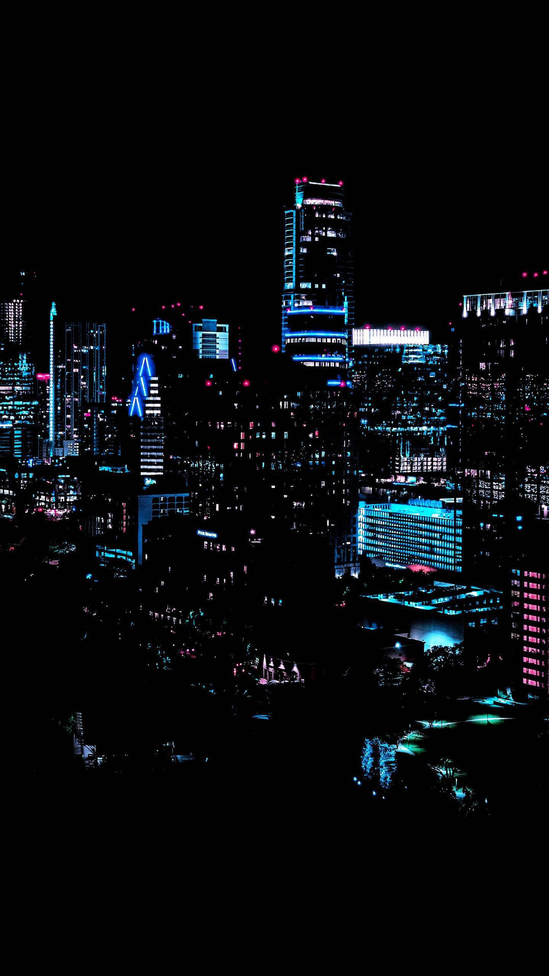 The city skyline illuminated in a mystical light. Wallpaper