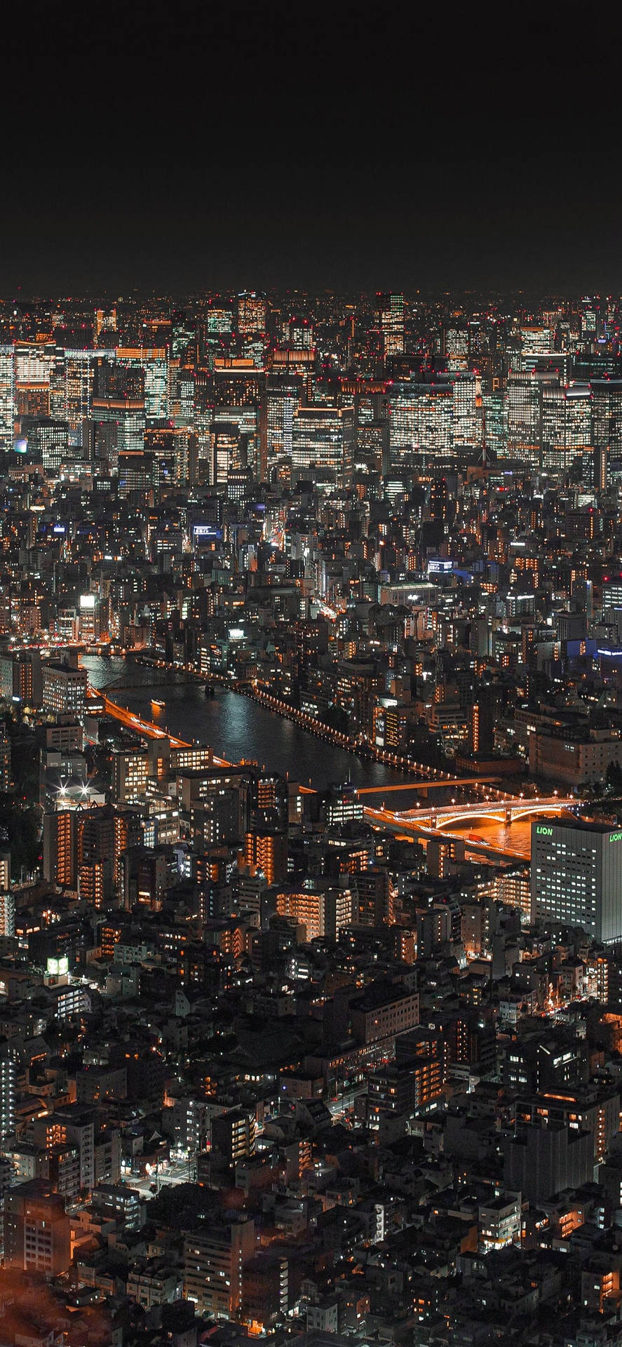 Crowded Night City Aesthetic Wallpaper