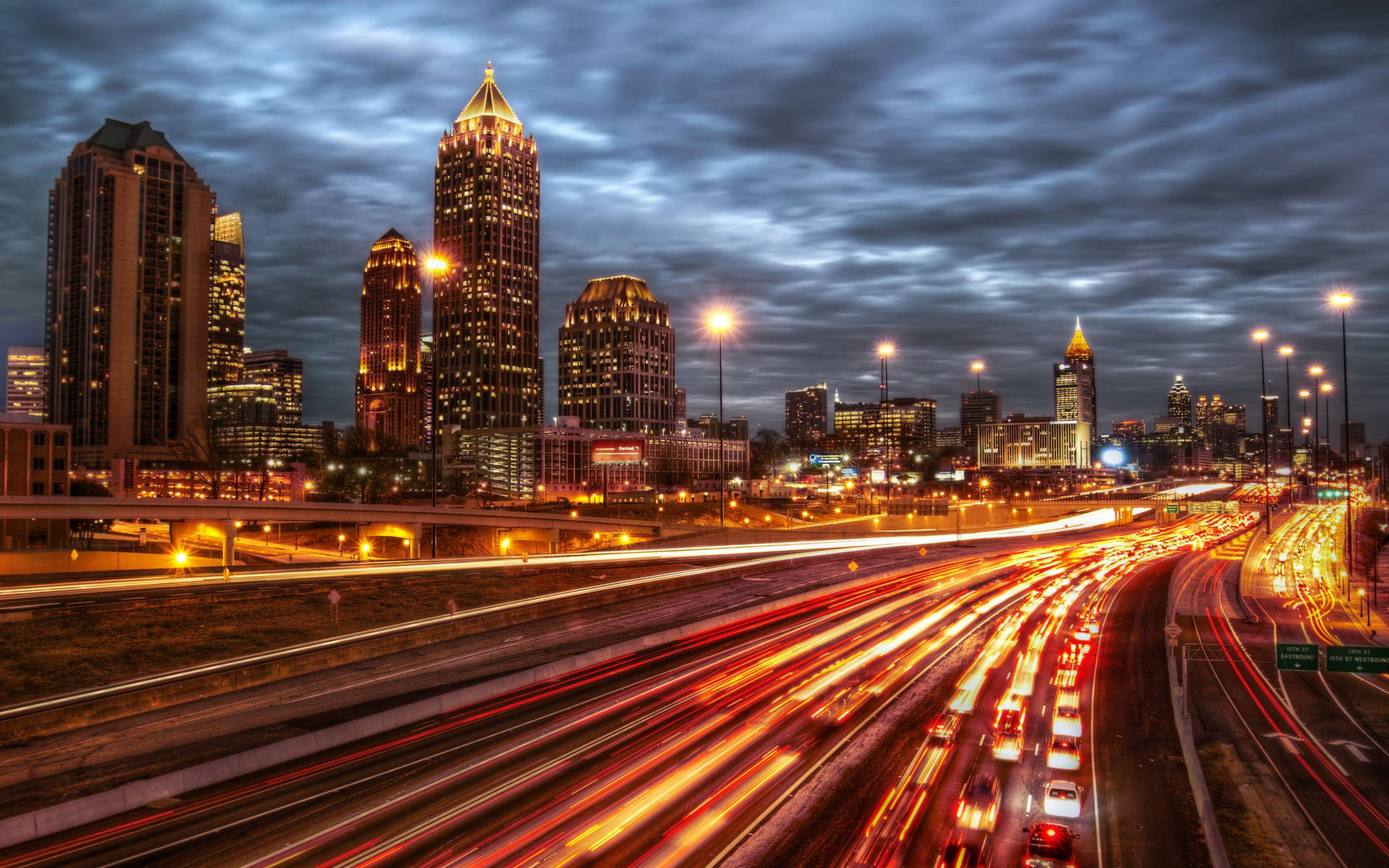 Night City Light In Atlanta Background
