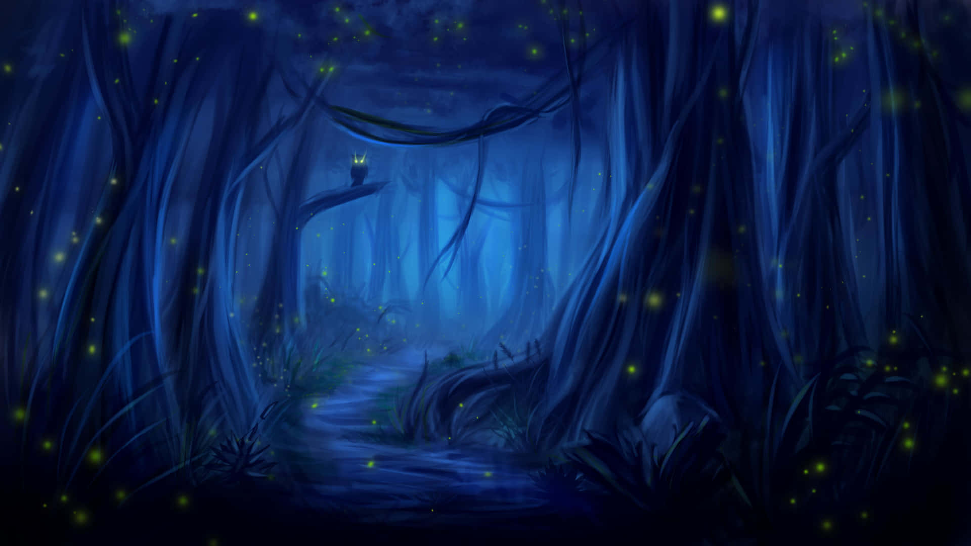 A Mystical Night in the Forest Wallpaper