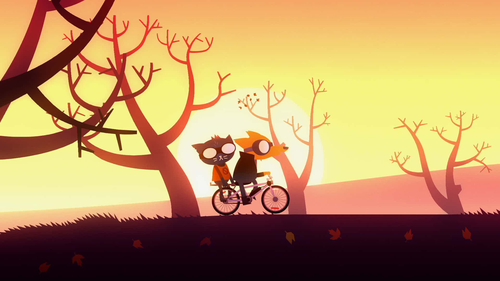 A Couple Of People Riding Bikes In The Forest Wallpaper