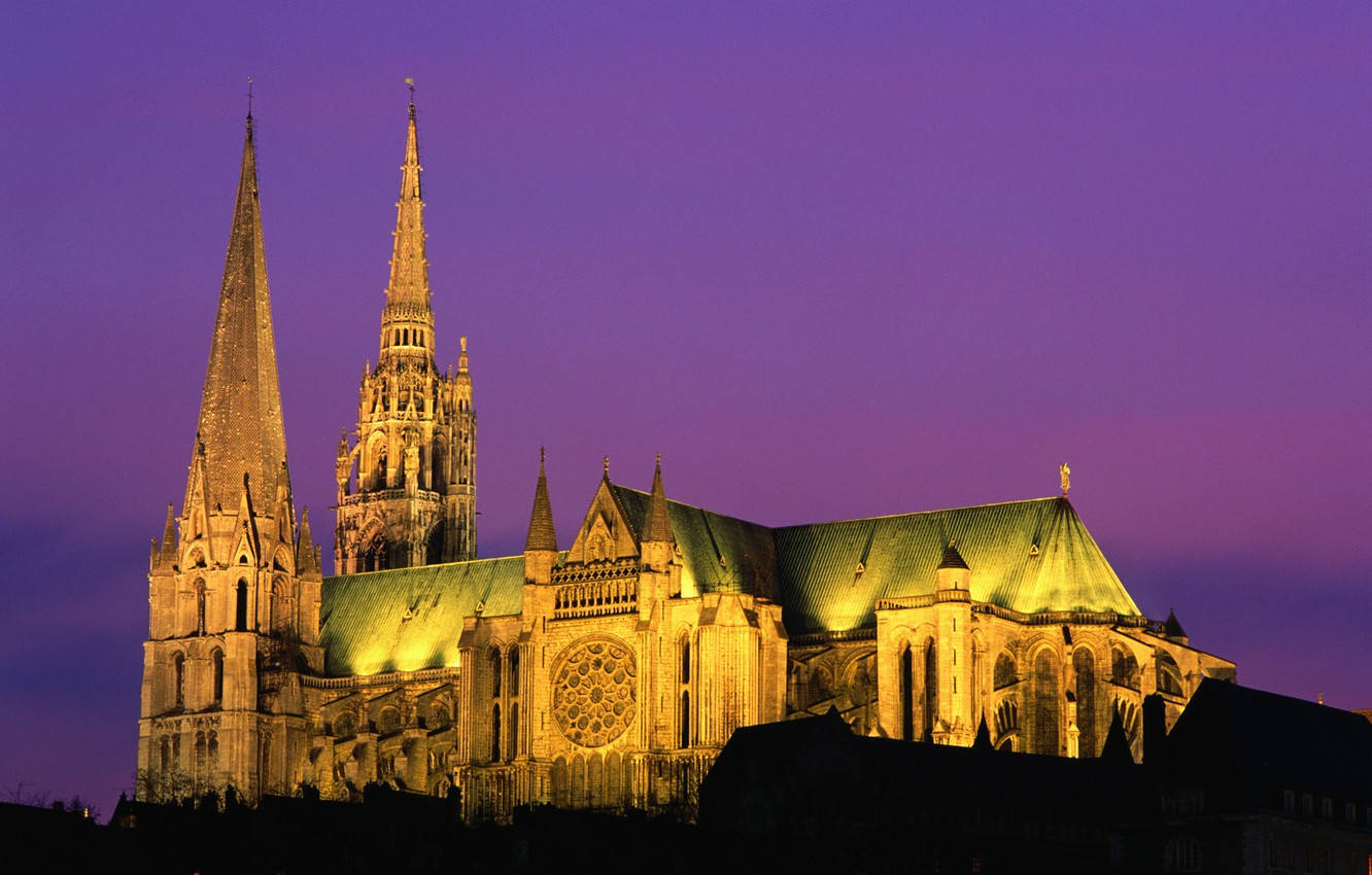 Night Moment Of Chartres Cathedral Wallpaper
