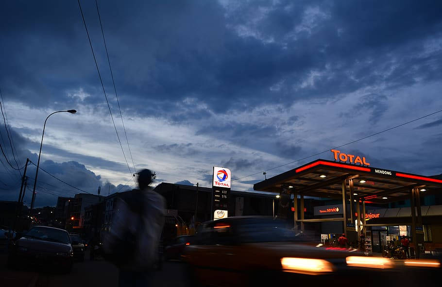 Night Photography Shot In Cameroon Total Gas Station Wallpaper