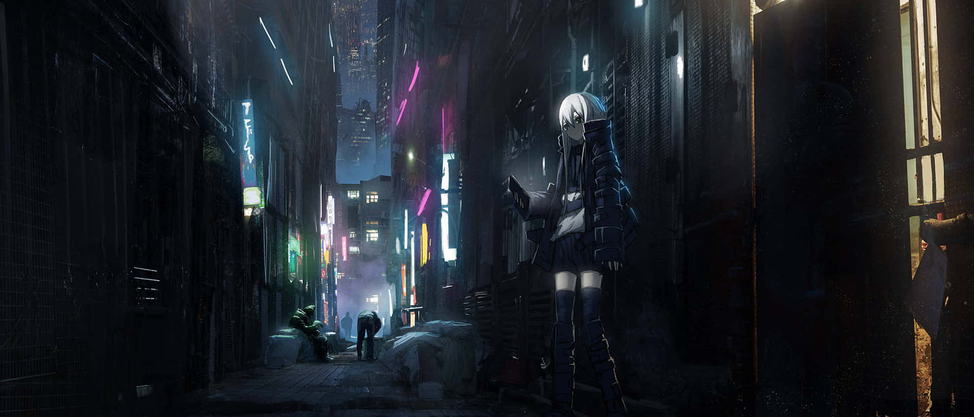 Night Scenery In Dark Aesthetic Anime Wallpaper