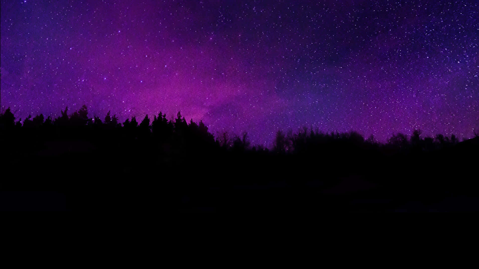 A Purple Sky With Stars And Trees