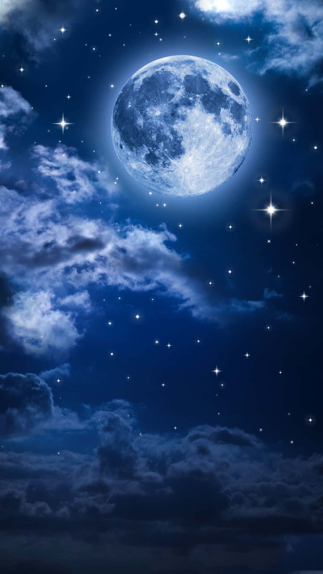 Imagenrealista Del Cielo Nocturno Con La Luna.