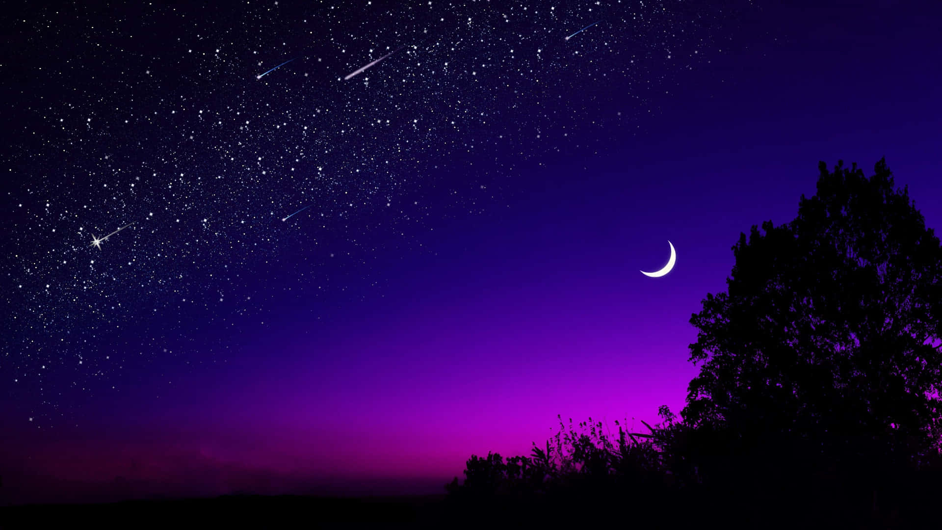 Gradient Purple Night Sky Moon Picture