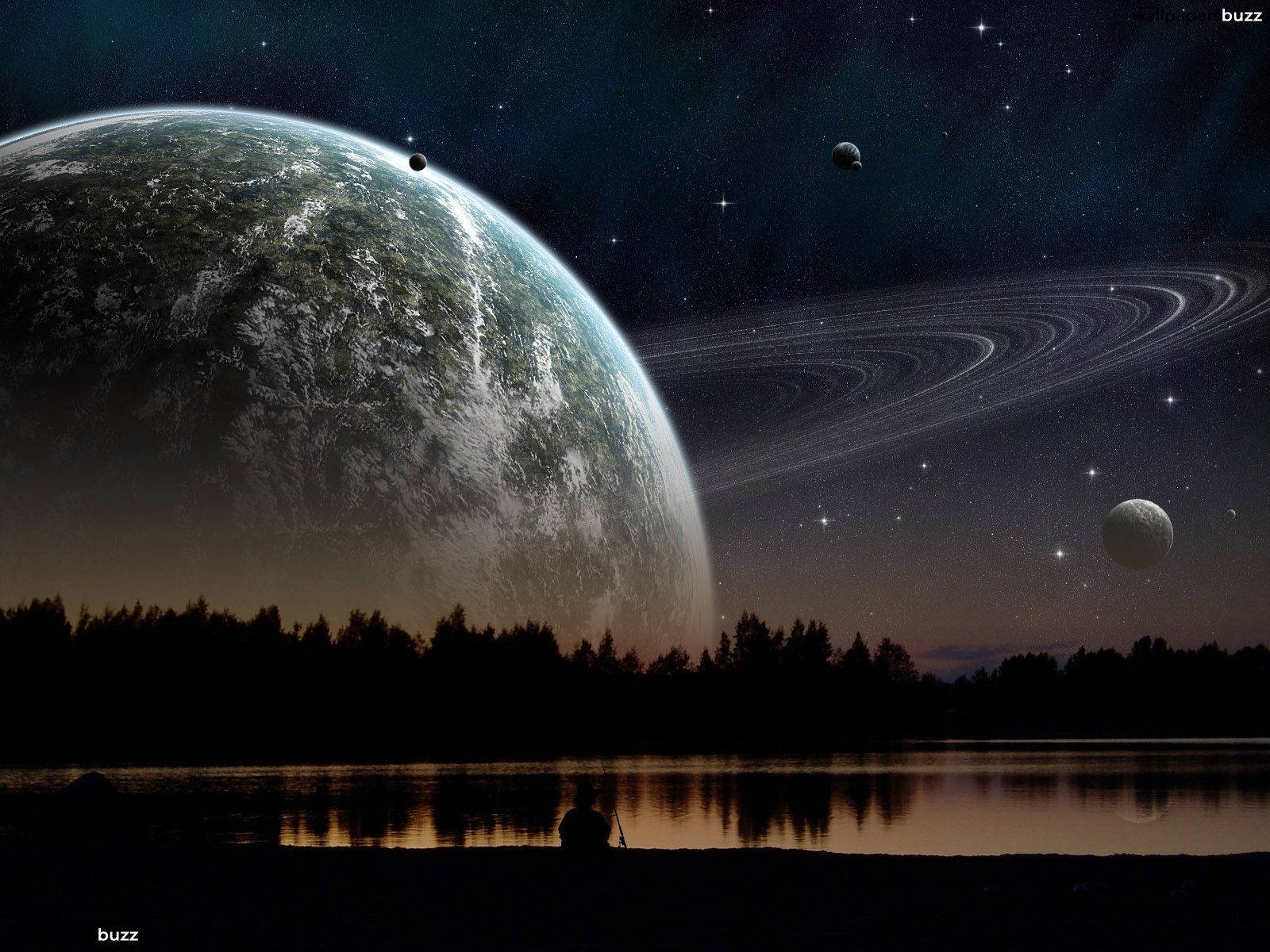 Night Sky Saturn Wallpaper