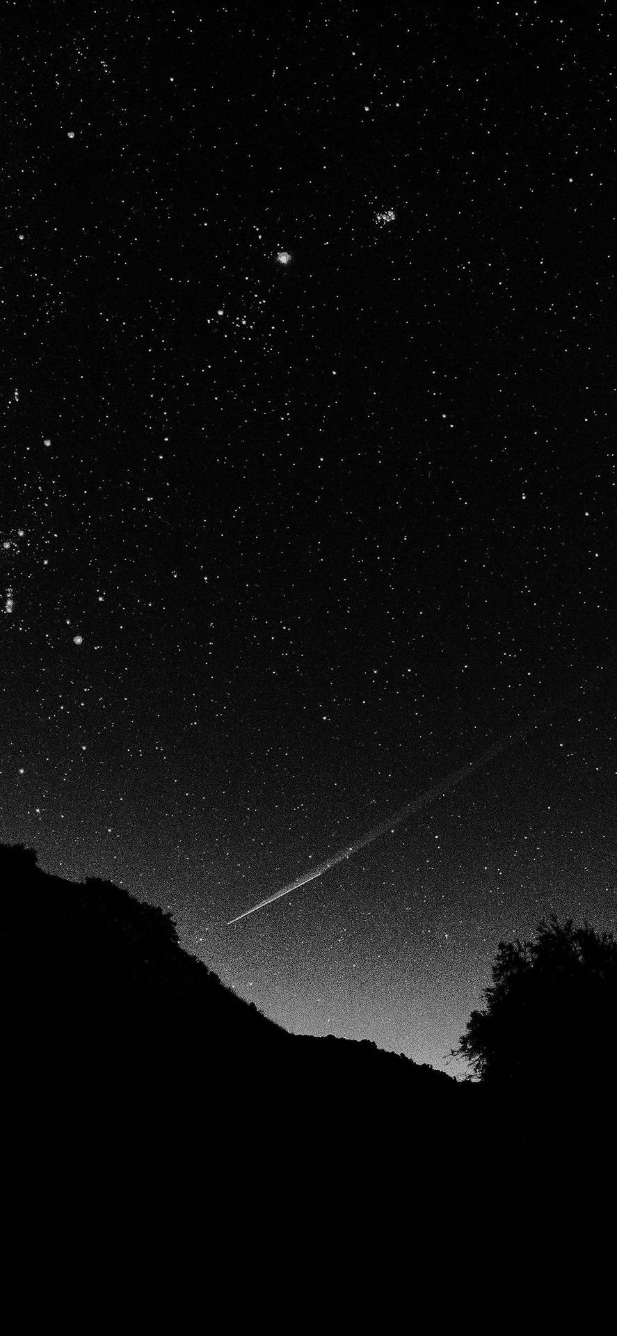 Night Sky With Shooting Star Solid Black iPhone Wallpaper